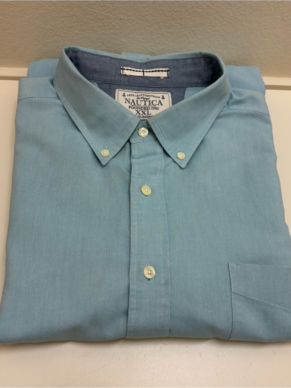 Nautica Light Teal Button-Down Casual Shirt